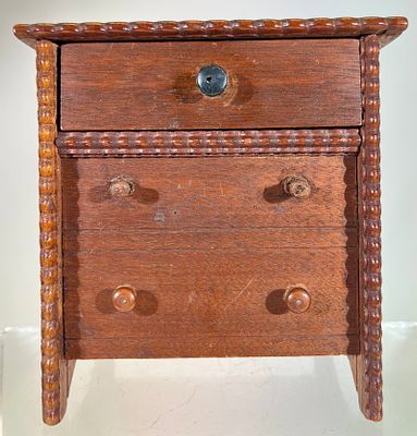 Serrill Patent Bureau Wooden Mechanical Bank. By James Serrill Philadelphia- 18690 5 5/8"T x 5 