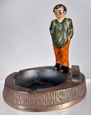 Hubley Match Safe and Ash Tray. Hubley Mfg. Co. - Lancaster, PA. 1930 - 7"T x 6 1/2"Oval 