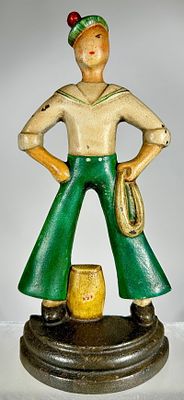 Sailor Cast Iron Doorstop - Scarce. Designed by Fish - American 1920's - 11 1/2"T Condition: 