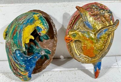 Two Avian Themed Cast Iron Door Knockers. American 1930's - 4"T Condition: Excellent