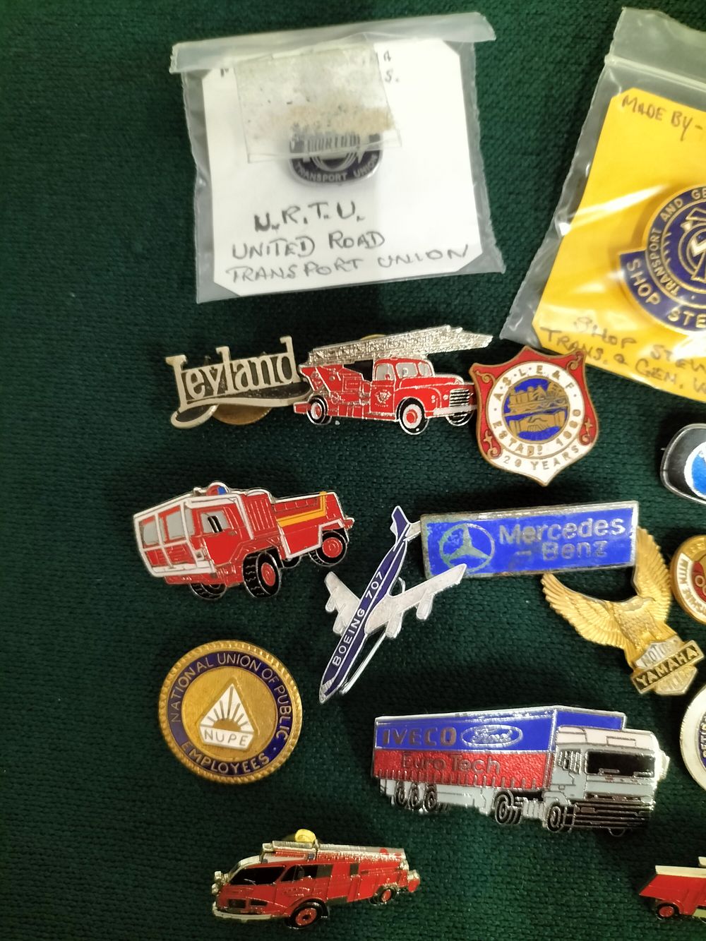 Lot 173 – Fattorini and Various Makers, Collection of Vintage Transport and Trade Union Enamel Lapel Pins, Automotive and Emergency Vehicle Interest, circa 1960s-1990s