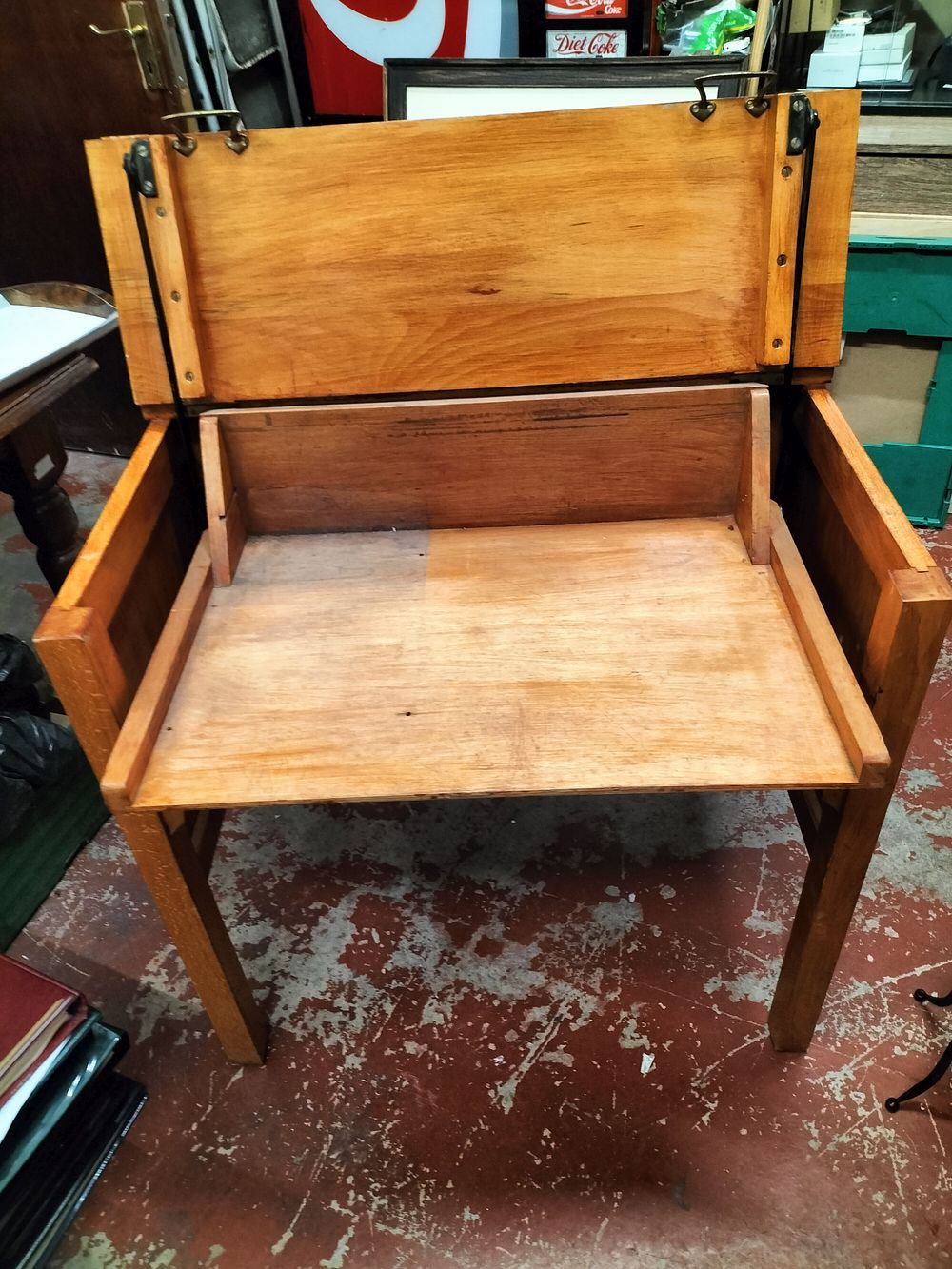 Lot 186 – Late Victorian Metamorphic Oak and Beech Slant-Front Writing Desk