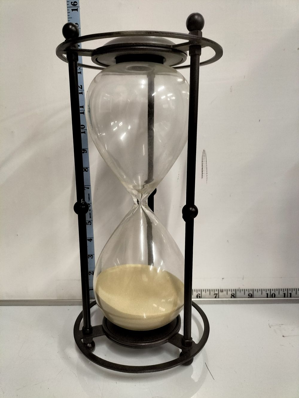 Lot 194 – Large Modern Industrial-Style Wrought Iron and Glass Hourglass