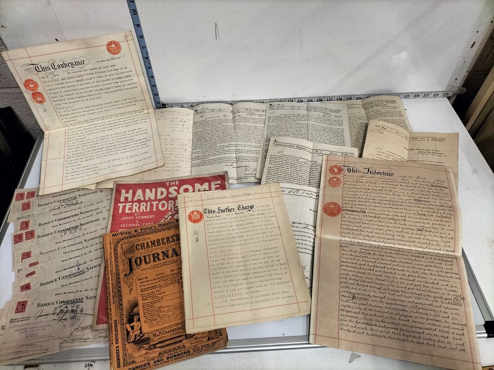 Lot 195 – Various. A Collection of Historical Legal Indentures, Periodicals, and Ephemera. 1829-1950 (Signed)