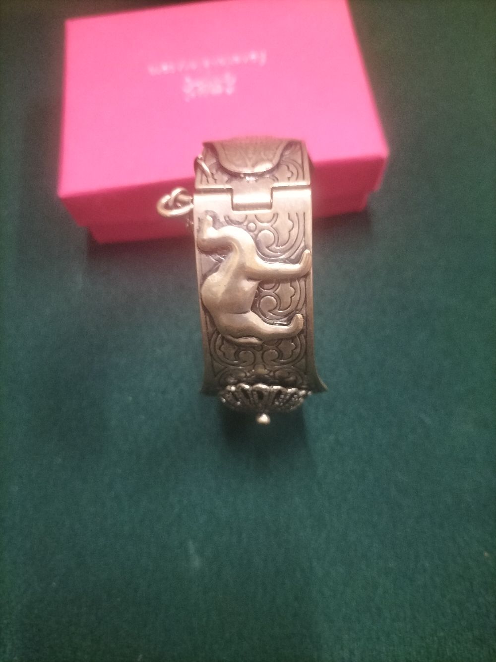 Lot 230 – Vintage Isle of Man Silver-Toned Hinged Bangle Bracelet with Triskelion Motif