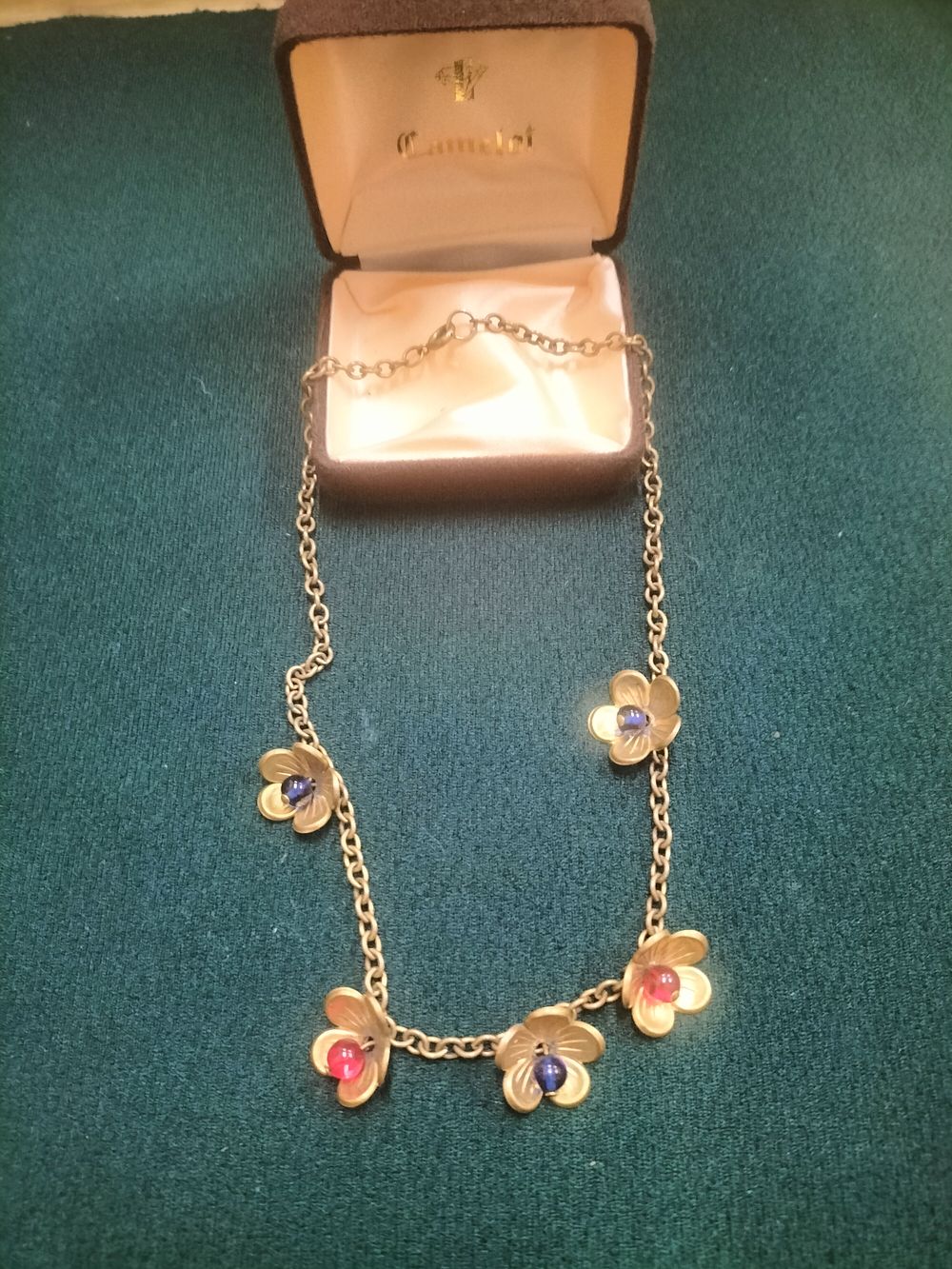 Lot 231 – Gold-tone Floral Motif Necklace with Coloured Beads