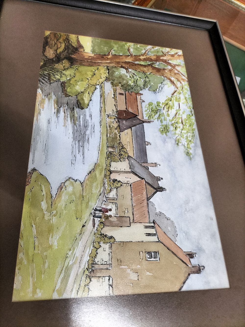 Lot 252 – British School, 20th Century, ‘Village Scene with Cottages by a Waterway’, (Unsigned)