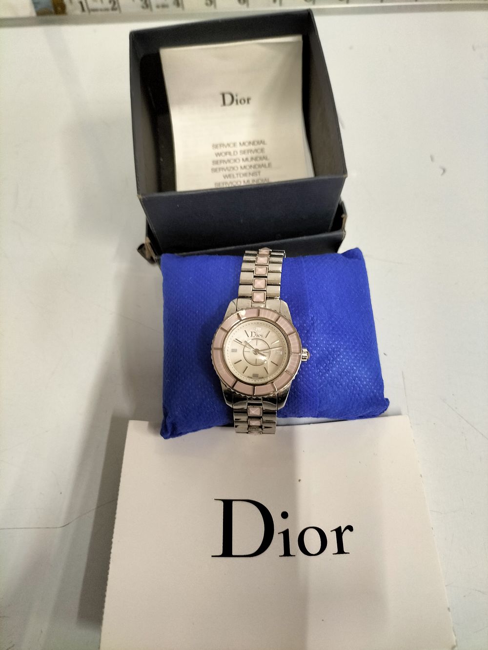 Lot 188 – Christian Dior Christal Stainless Steel and Pink Wristwatch