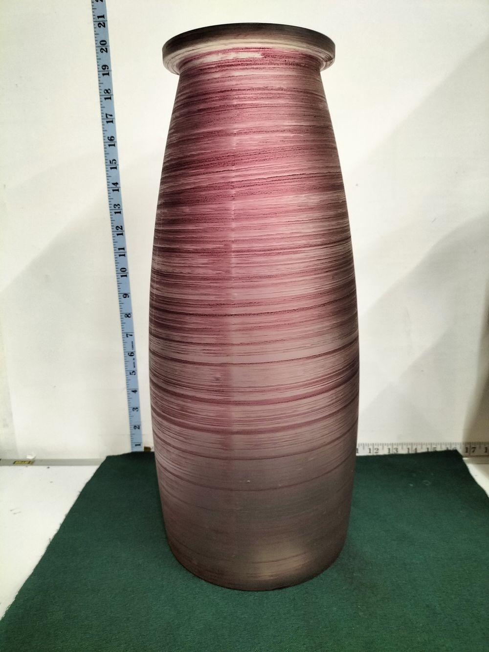Lot 216 – Tall Frosted Amethyst Glass Vase with Horizontal Texture