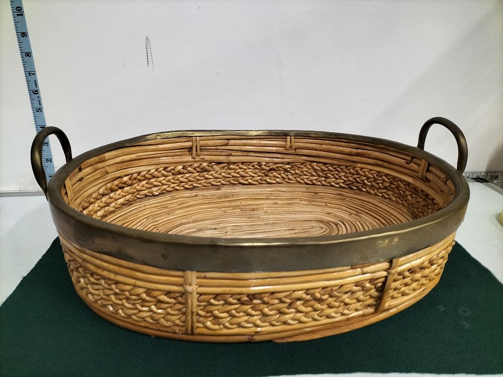 Lot 260 – Large Rattan Rotin Bowl element in Gabriella Crespi Style, Italy 1970’s