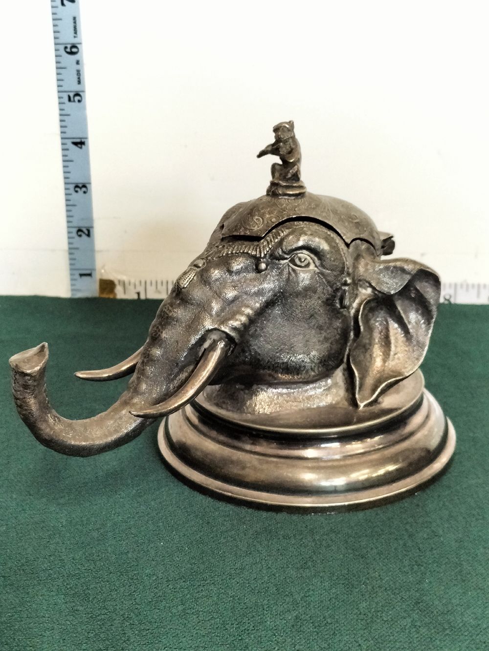 Lot 198 – A Victorian Silver Plated Novelty Elephant Head Desk Inkwell