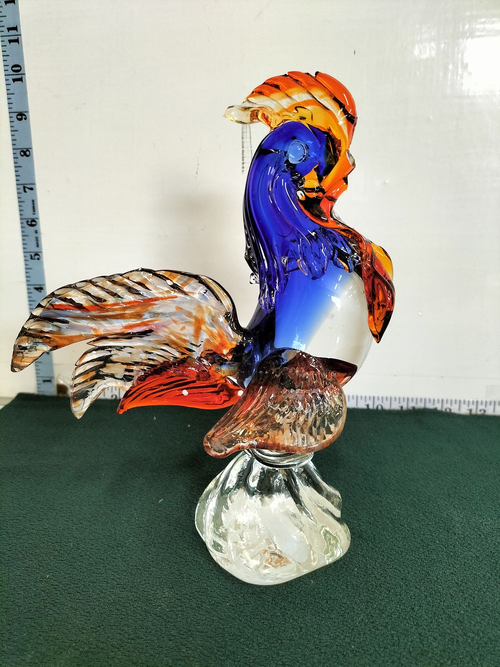 Lot 211 – Large Polychrome Murano Style Art Glass Cockerel Figurine