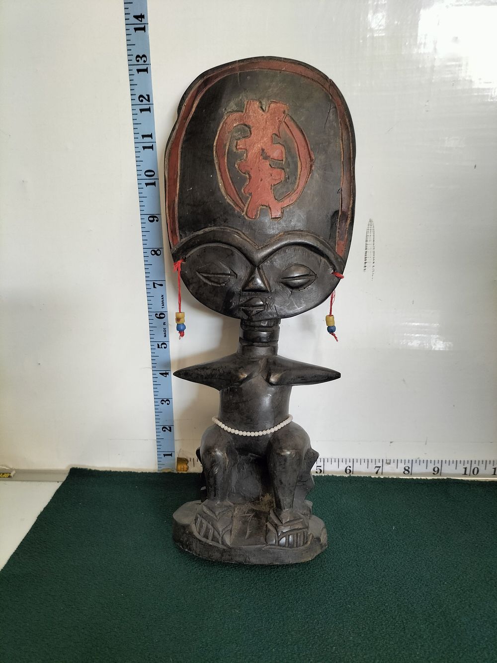 Lot 222 – Asante Style Carved Wood Akua’ba Fertility Figure with Adinkra Symbol