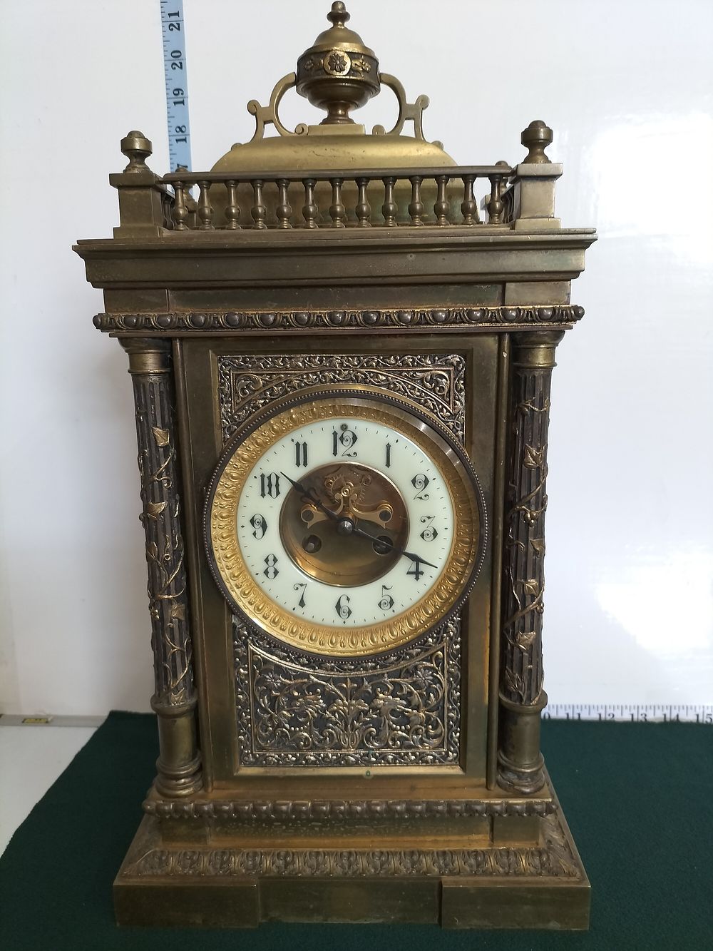 Lot 223 – A Late 19th Century French Architectural Brass Mantel Clock