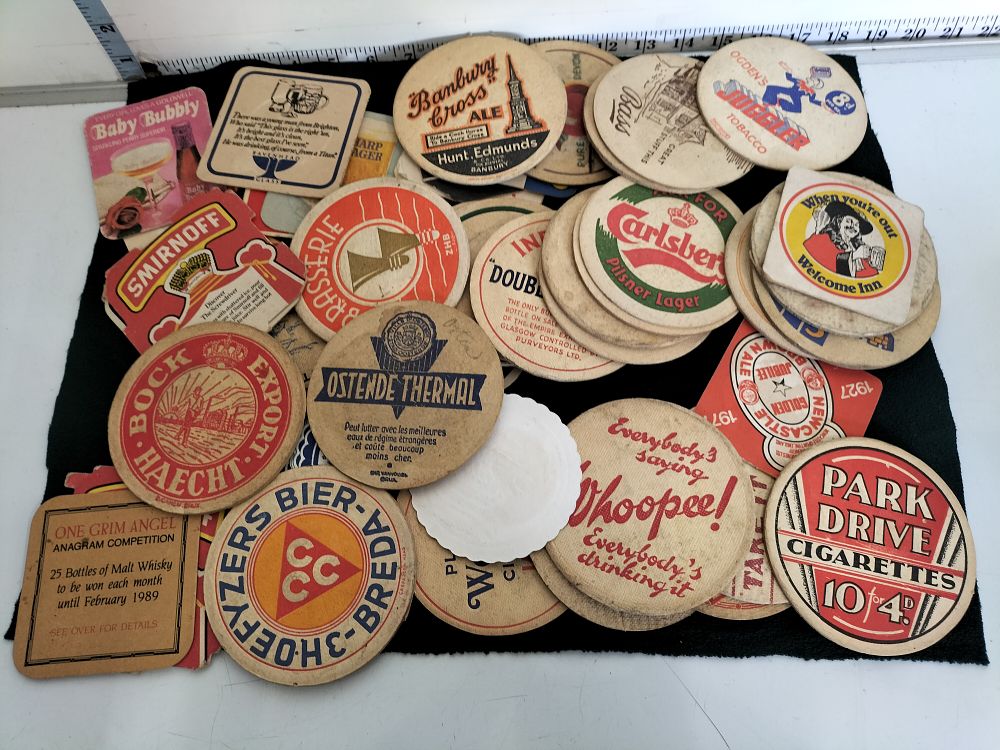 Lot 242 – A Collection of Vintage British and European Beer Mats and Breweriana Advertising Ephemera