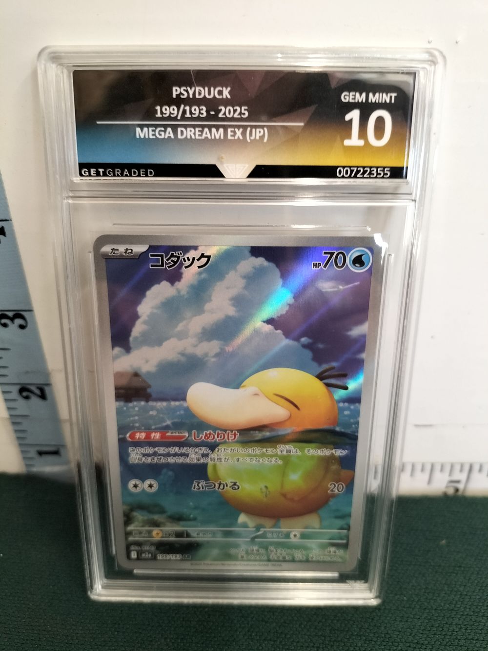 Lot 270 – GetGraded 10 Gem Mint Japanese Pokemon Card Psyduck Art Rare 199/193 Mega Dream ex