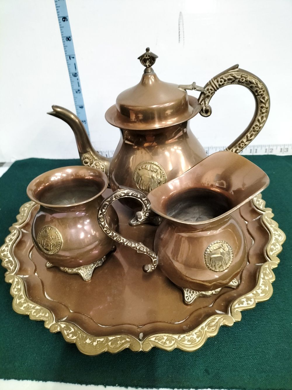 Lot 293 – A Set of Egyptian Osiris Brand Copper and Brass Tea and Coffee Wares
