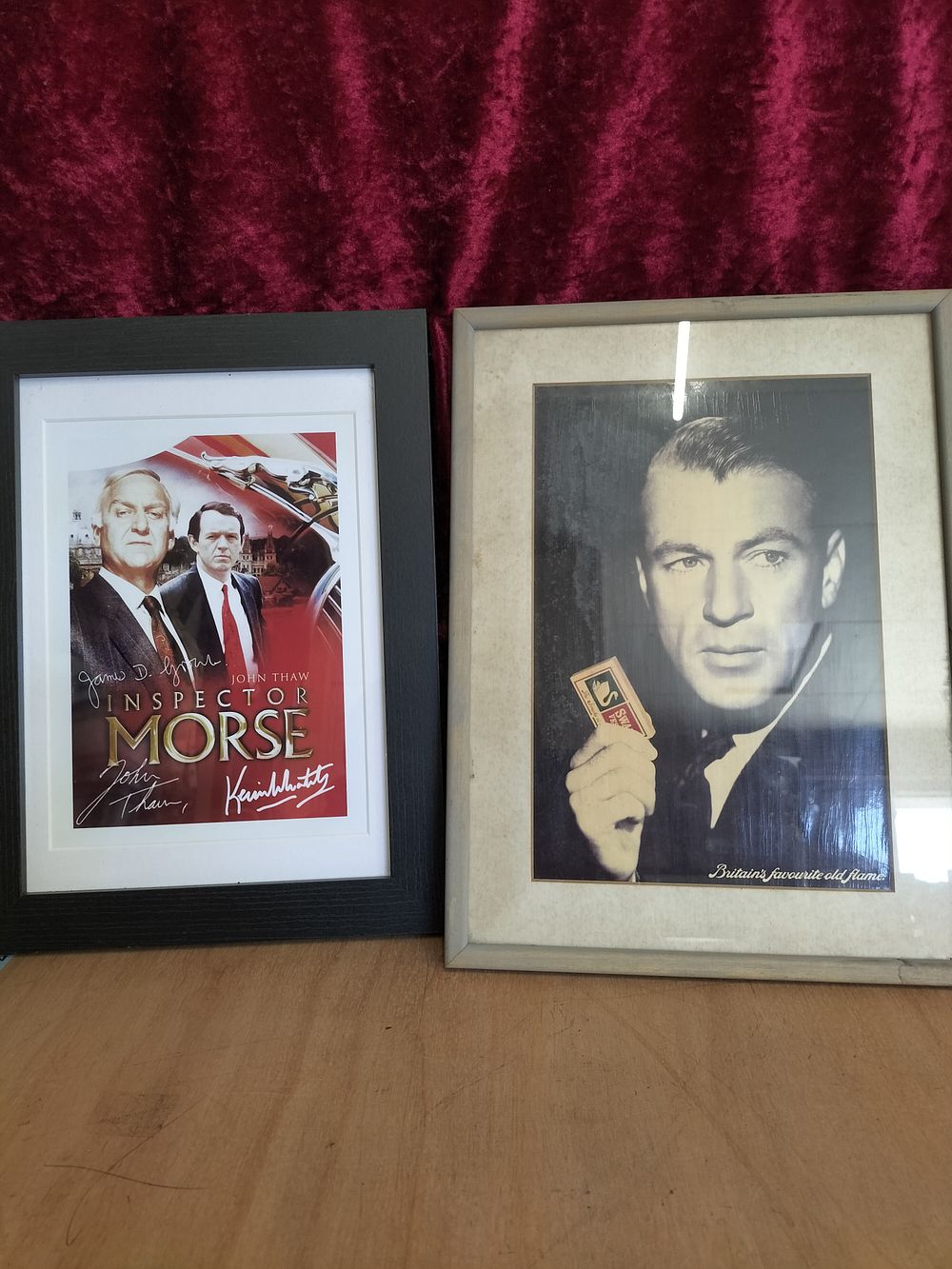 Lot 161 – Two Framed Promotional Prints Relating to Inspector Morse and Gary Cooper for Swan Vestas