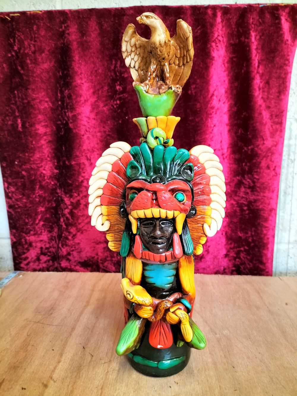 Lot 181 – A Mexican Hand-Painted Ceramic Aztec Eagle Warrior Style Tequila Decanter