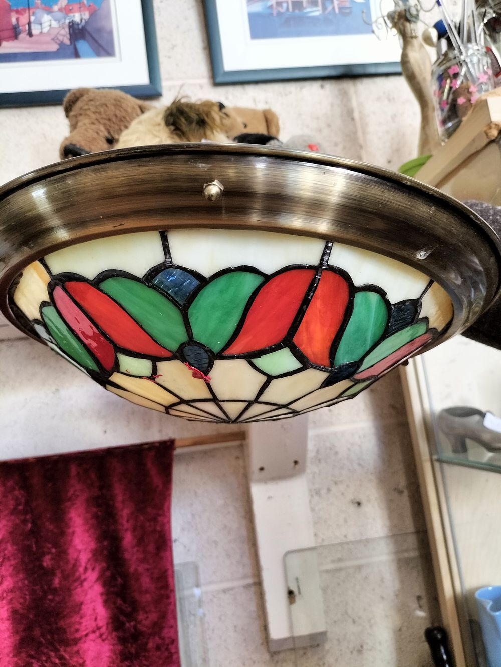 Lot 195 – A Tiffany-style Stained Glass Flush-mount Ceiling Light Fixture