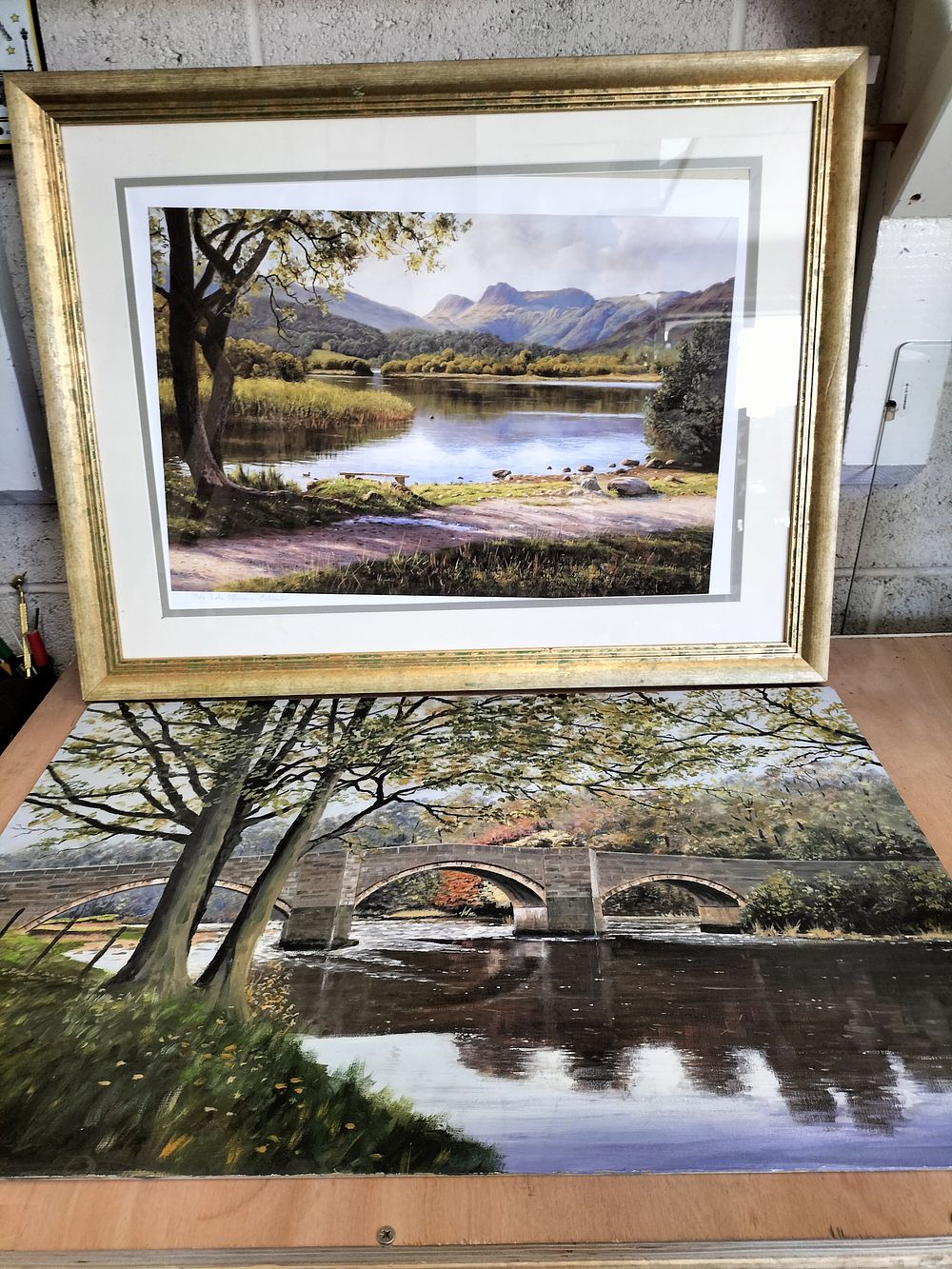 Lot 198 – Keith Byars, A Signed Oil Painting of a Bridge, and a Limited Edition Print of Elterwater