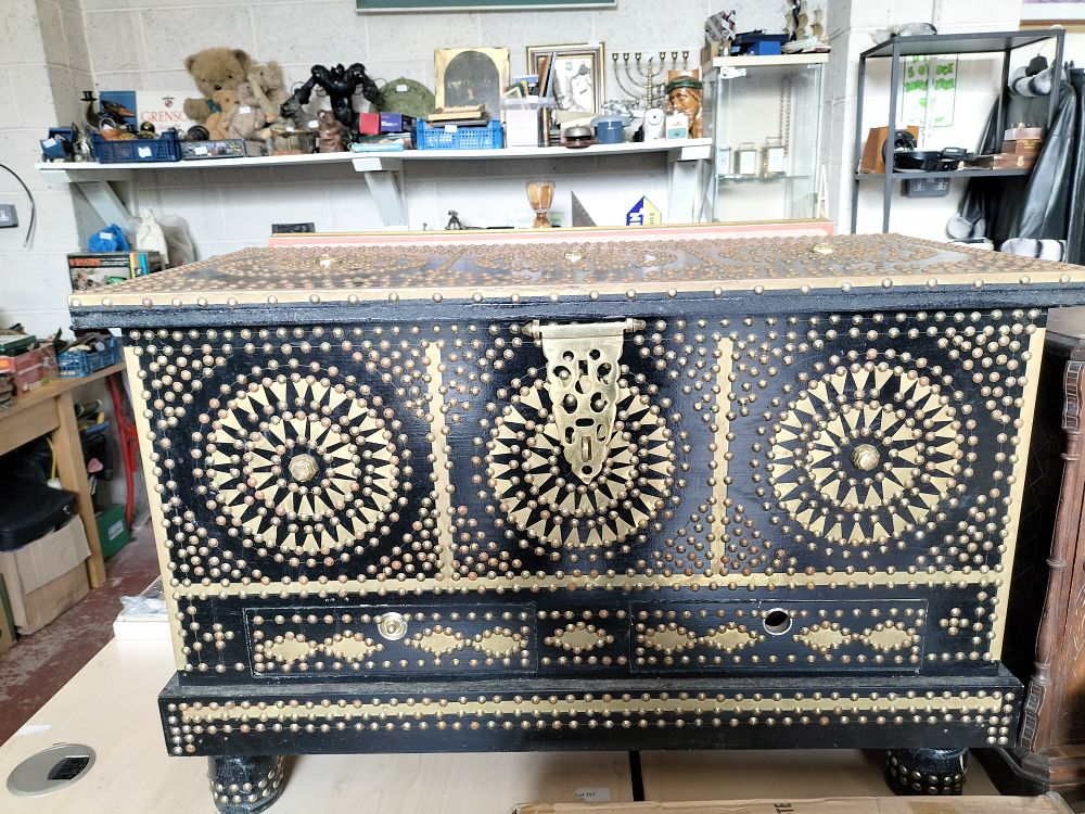 Lot 199 – A Contemporary Zanzibar-Style Brass-Studded and Mounted Storage Chest