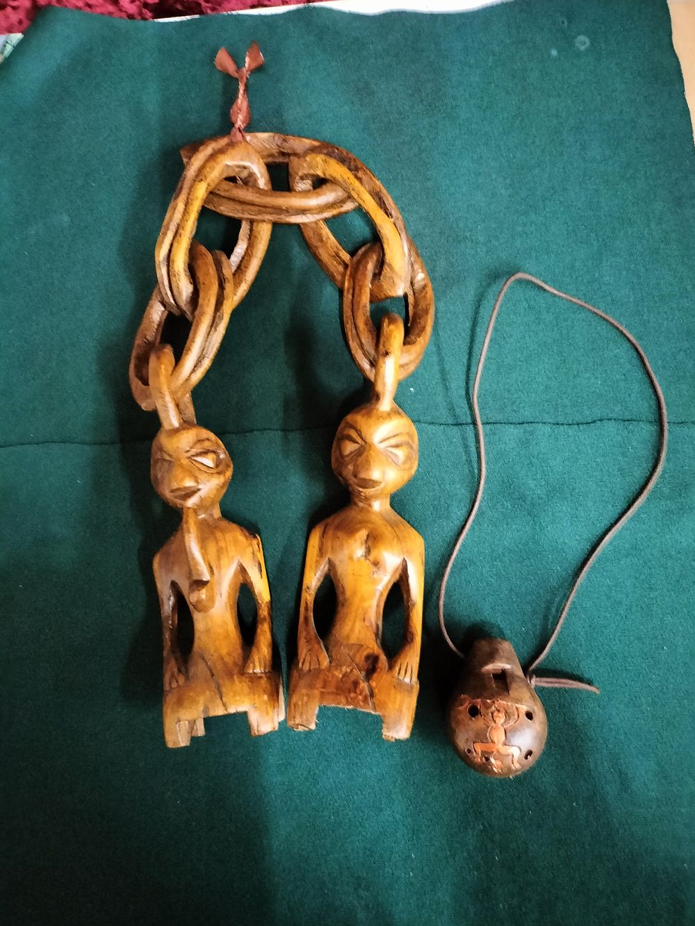 Lot 160 – A Carved Wooden African Unity Marriage Chain and an Ethnographic Ocarina