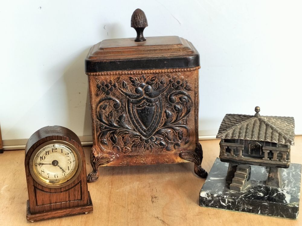 Lot 167 – A Trio of Antique and Vintage Decorative Metalware and Wood Objects