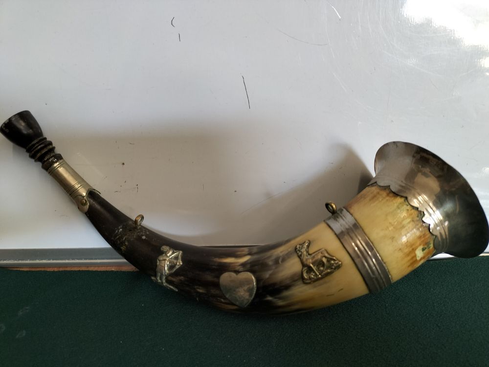 Lot 175 – English Silver-Plated Mounted Ceremonial Hunting Horn, Attributed to the Ancient Order of Foresters