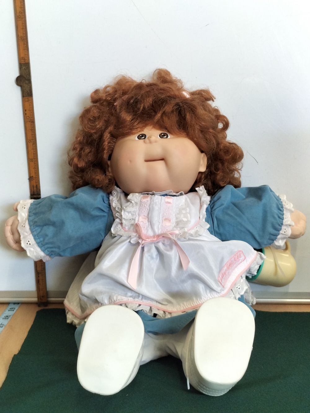 Lot 184 – Galoob Cabbage Patch Kids Talking Doll with Brown Curly Hair and Original Outfit