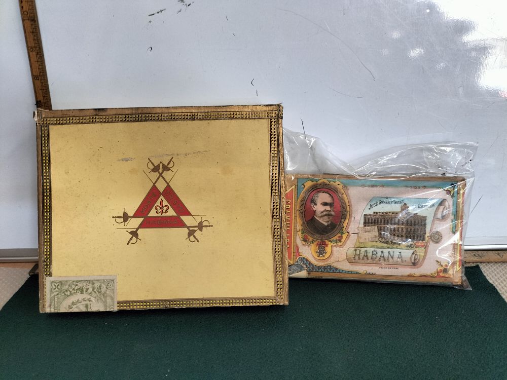 Lot 160 – Two Vintage Cuban Cigar Boxes and Assorted Smoking Ephemera