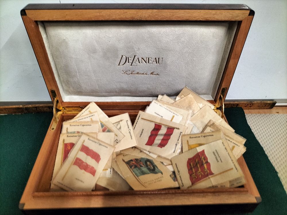 Lot 183 – A Collection of Vintage Kensitas Cigarette Silk National Flags in a DeLaneau Presentation Box