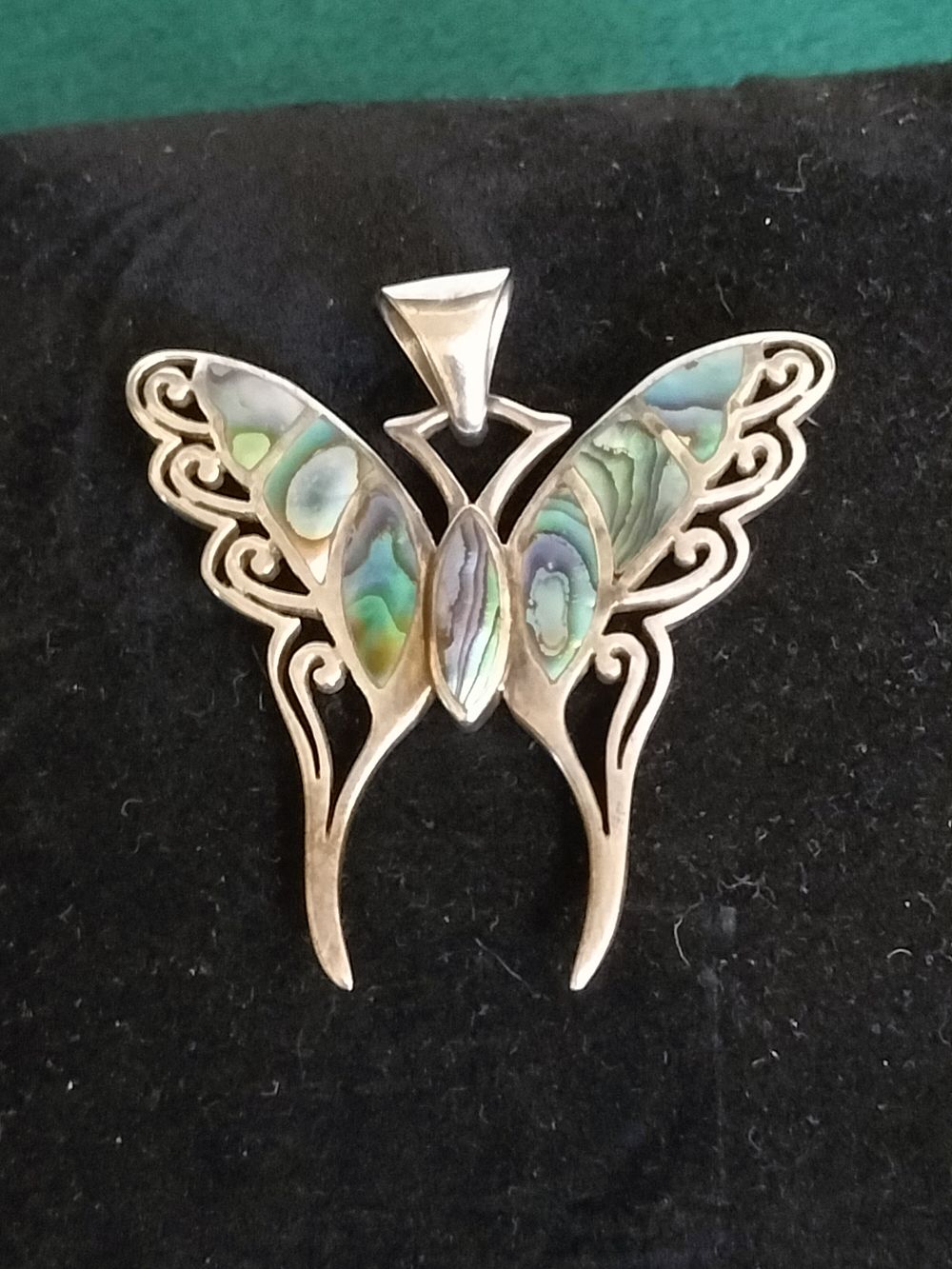 Lot 188 – Sterling Silver and Abalone Shell Butterfly Pendant, Stamped TLC