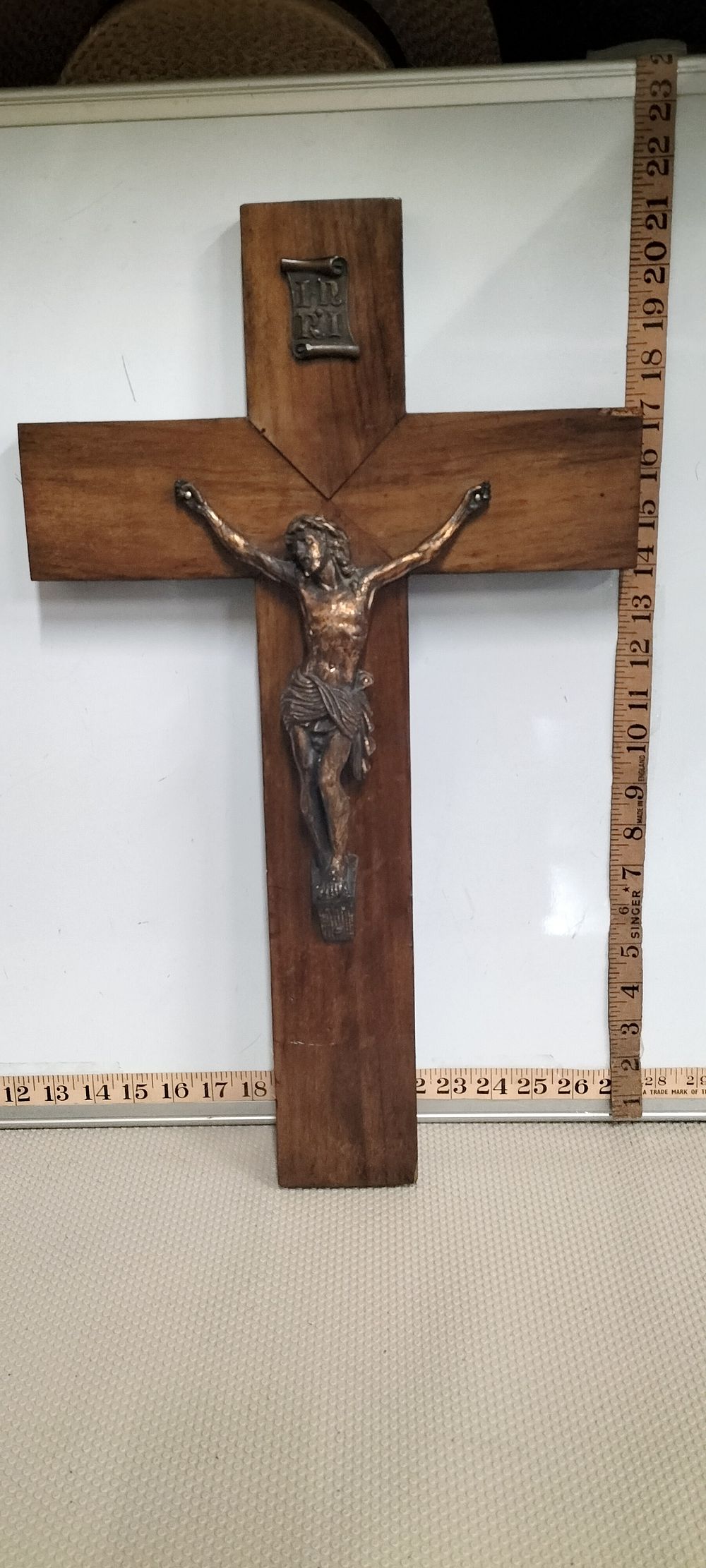 Lot 157 – Antique Wooden Wall Crucifix with Regule Corpus