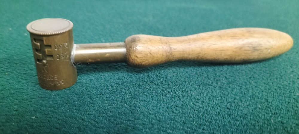 Lot 159 – Antique French Brass Adjustable Powder Measure with Turned Wood Handle