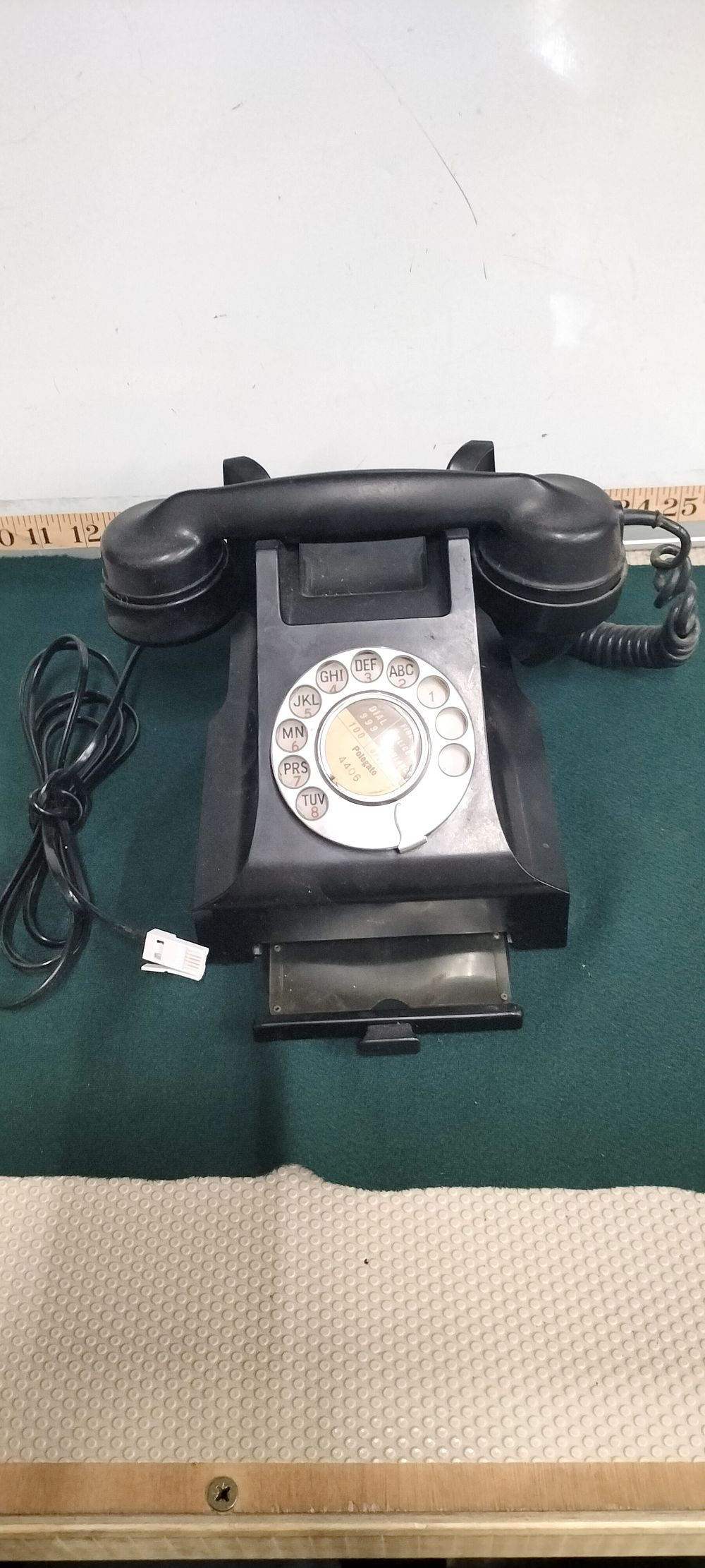Lot 160 – British GPO 300-Series Bakelite Rotary Dial Telephone with Pull-Out Directory