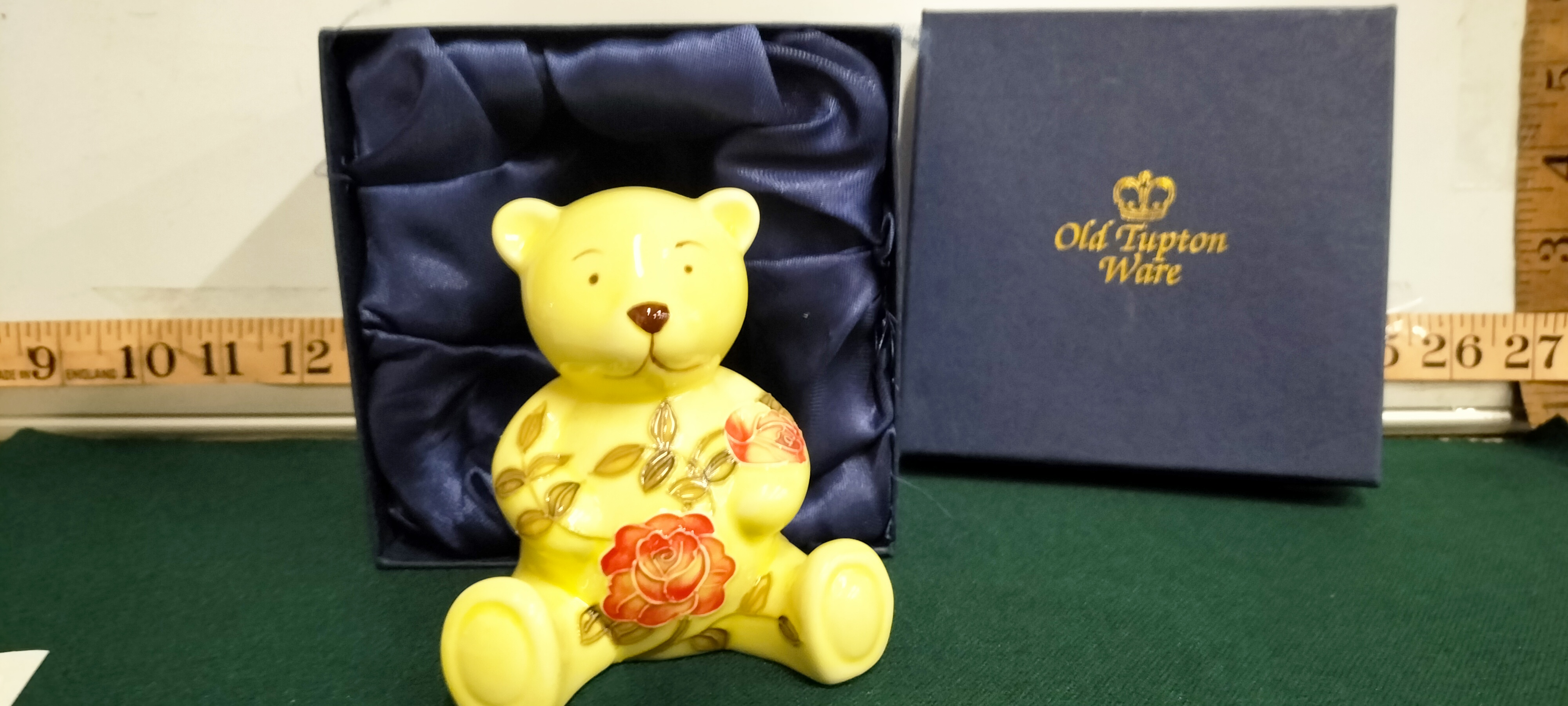 An Old Tupton Ware Tube-Lined Porcelain Seated Teddy Bear Figurine