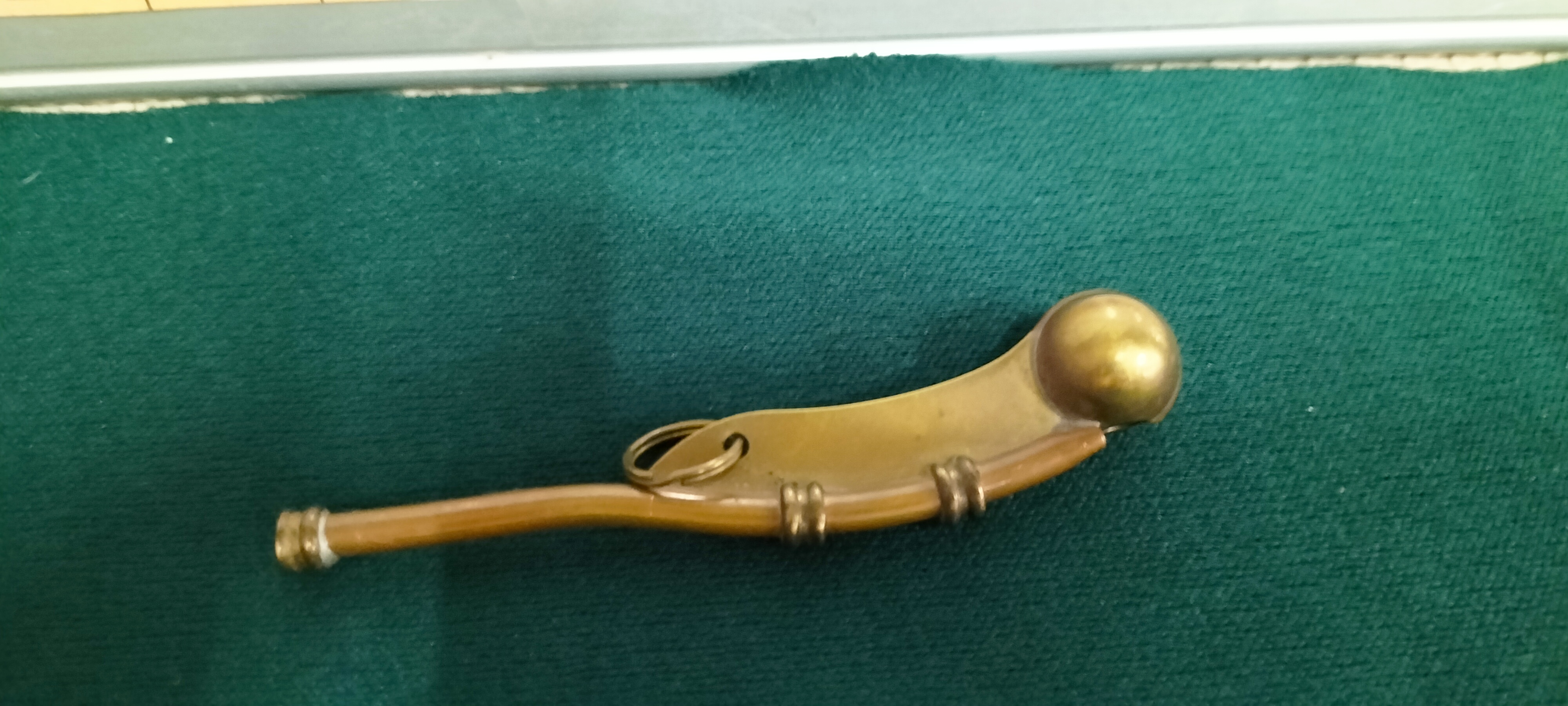A Vintage British Naval Style Brass Boatswain's Call
