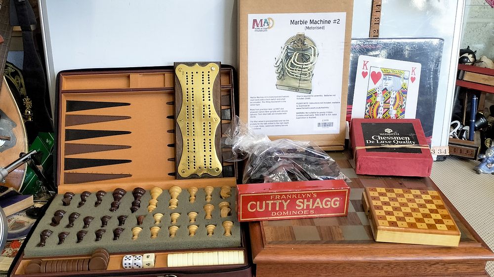 Lot 156 – A Collection of Vintage and Modern Board Games, Puzzles, and Accessories including a Motorised Marble Machine Kit and Chess Sets