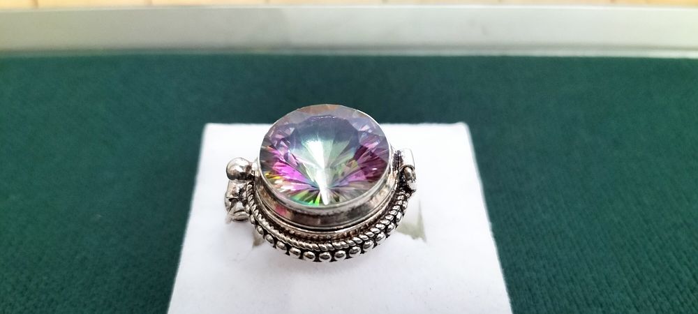 Lot 190 – Sterling Silver and Mystic Topaz Poison Ring