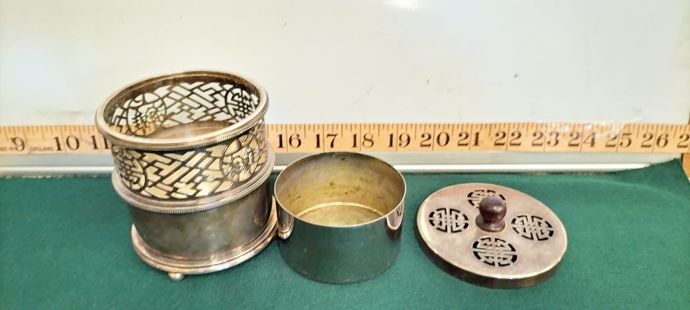 Lot 203 – Shanghai Tang Silver-Plated Lidded Incense Burner or Potpourri Jar
