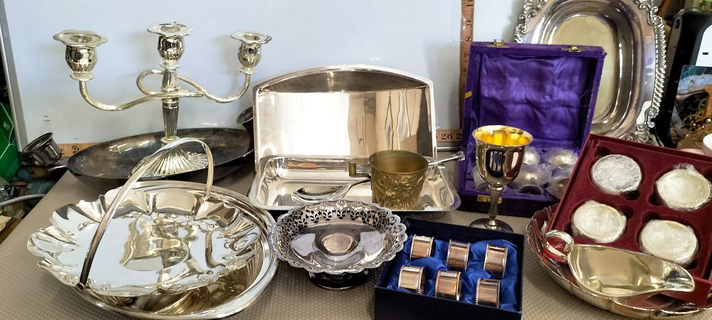 Lot 214 – An Assortment of Silver-Plated Tableware and Decorative Items