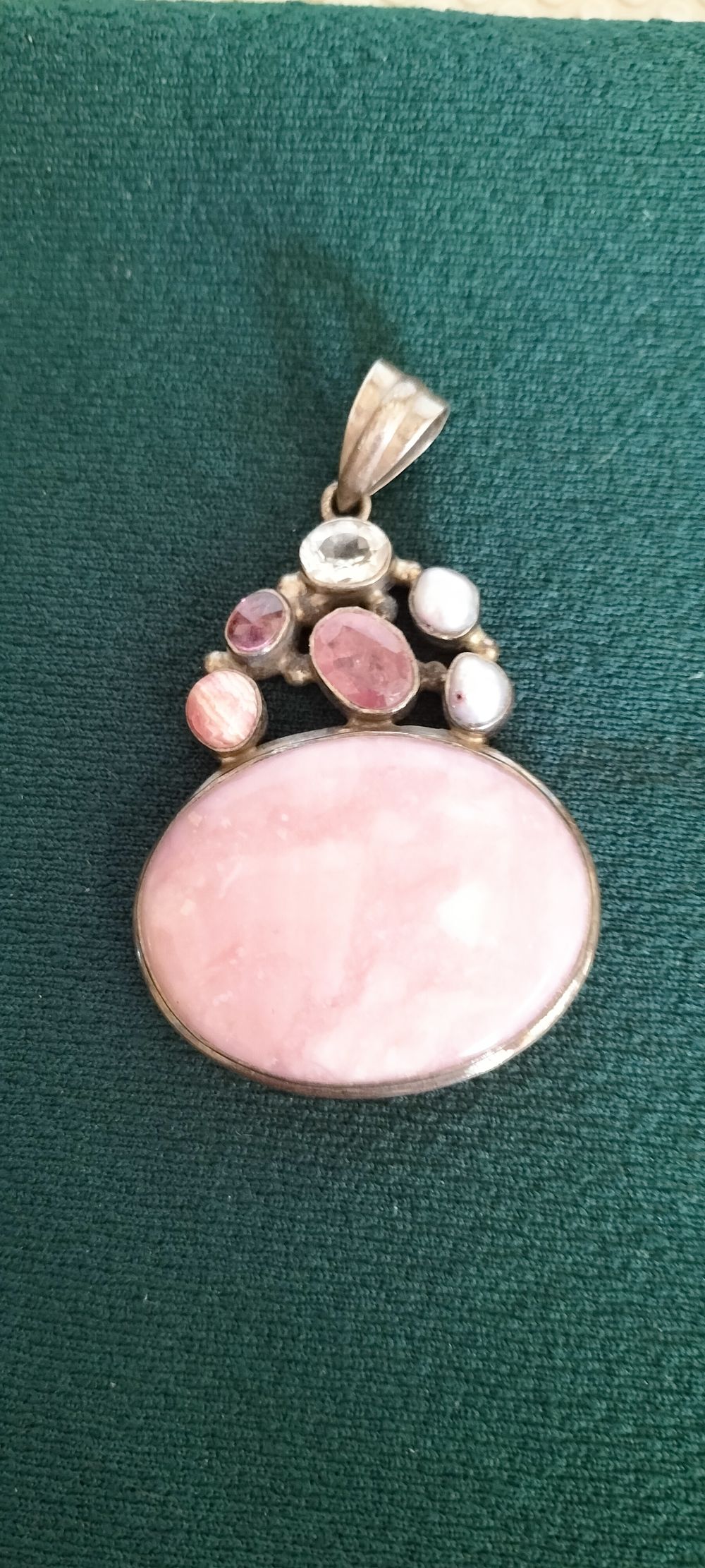 Lot 164 – Sterling Silver Multi-Gemstone Pendant featuring Pink Opal and Rhodochrosite