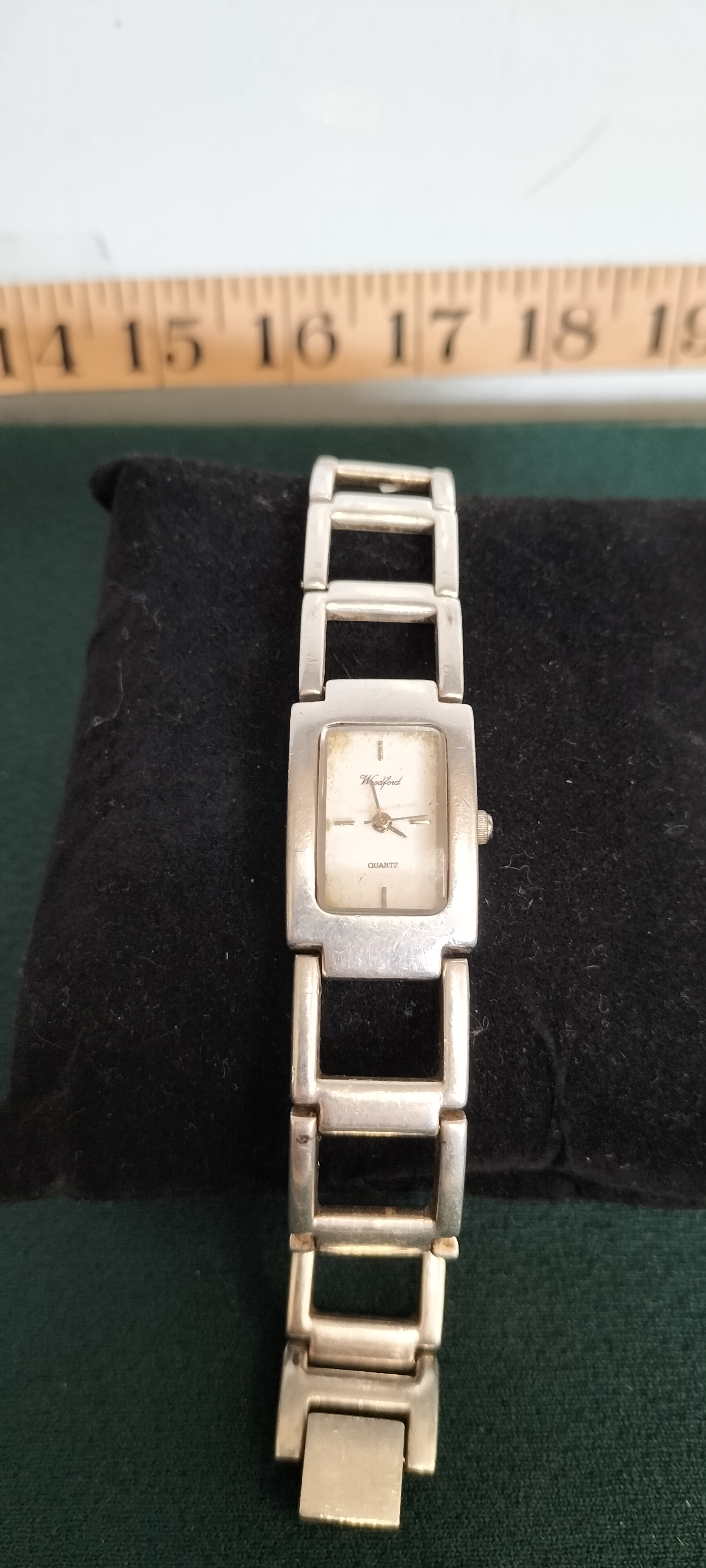 A Silver Woodford Rectangular Quartz Wristwatch