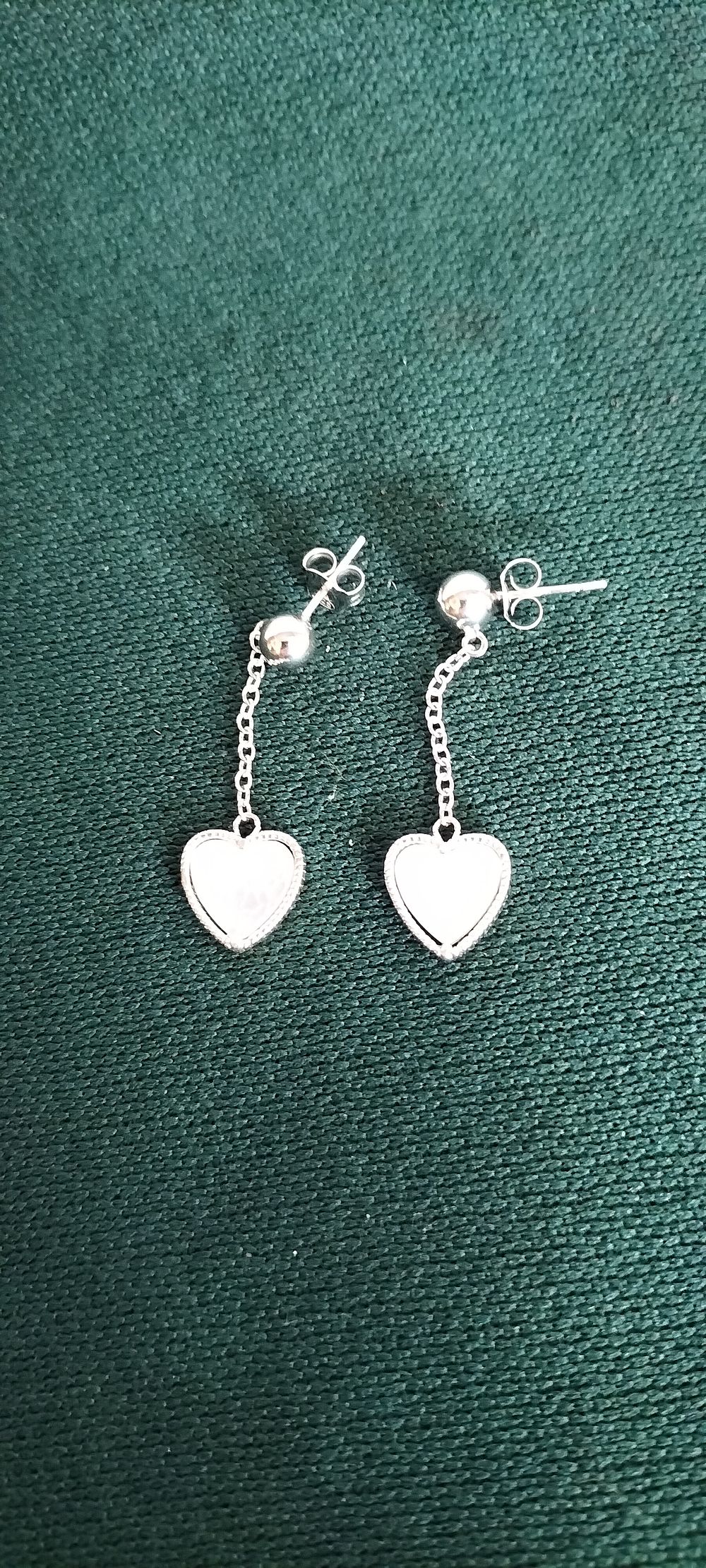 Lot 154 – A Pair of Silver Heart Motif Drop Earrings with Iridescent Inlays