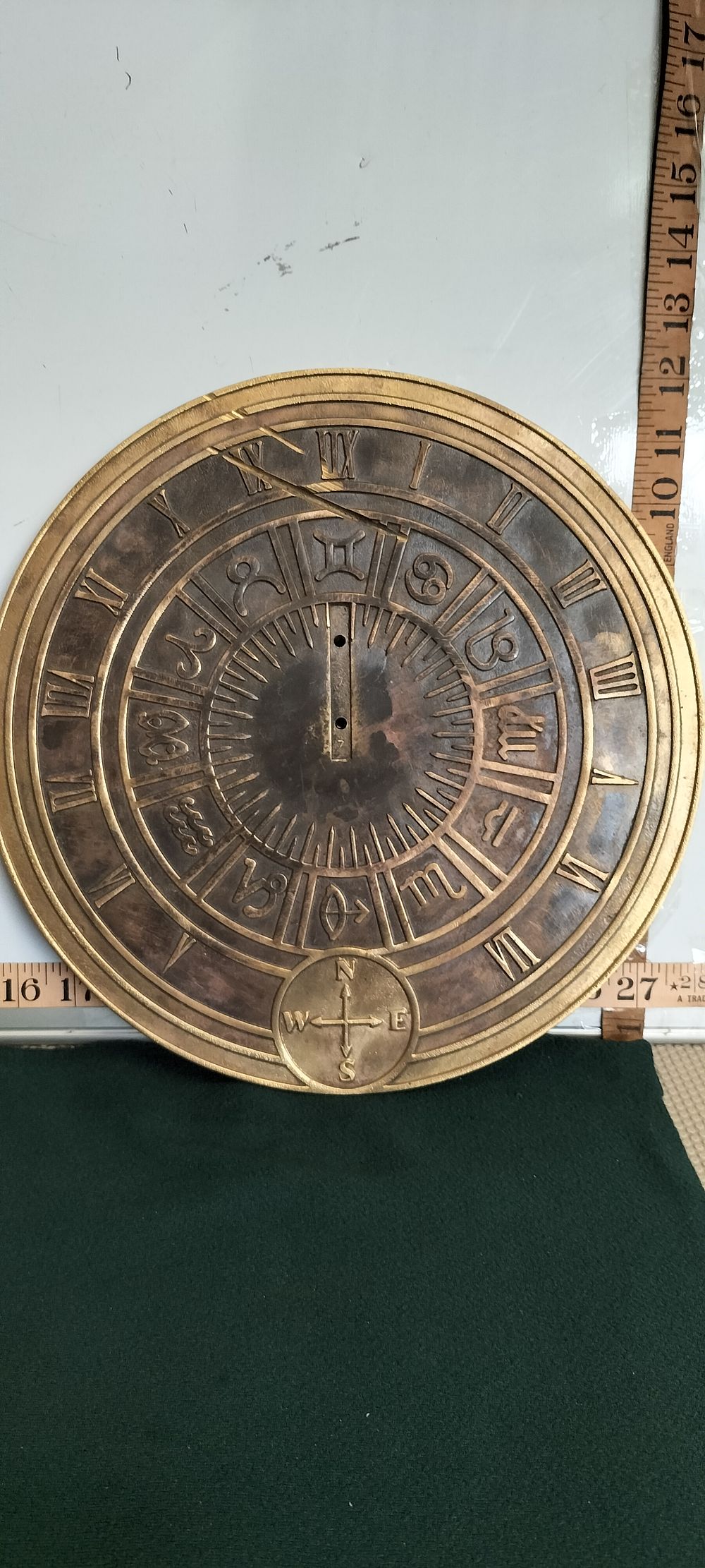 Lot 186 – A Brass Zodiac Motif Garden Sundial Face
