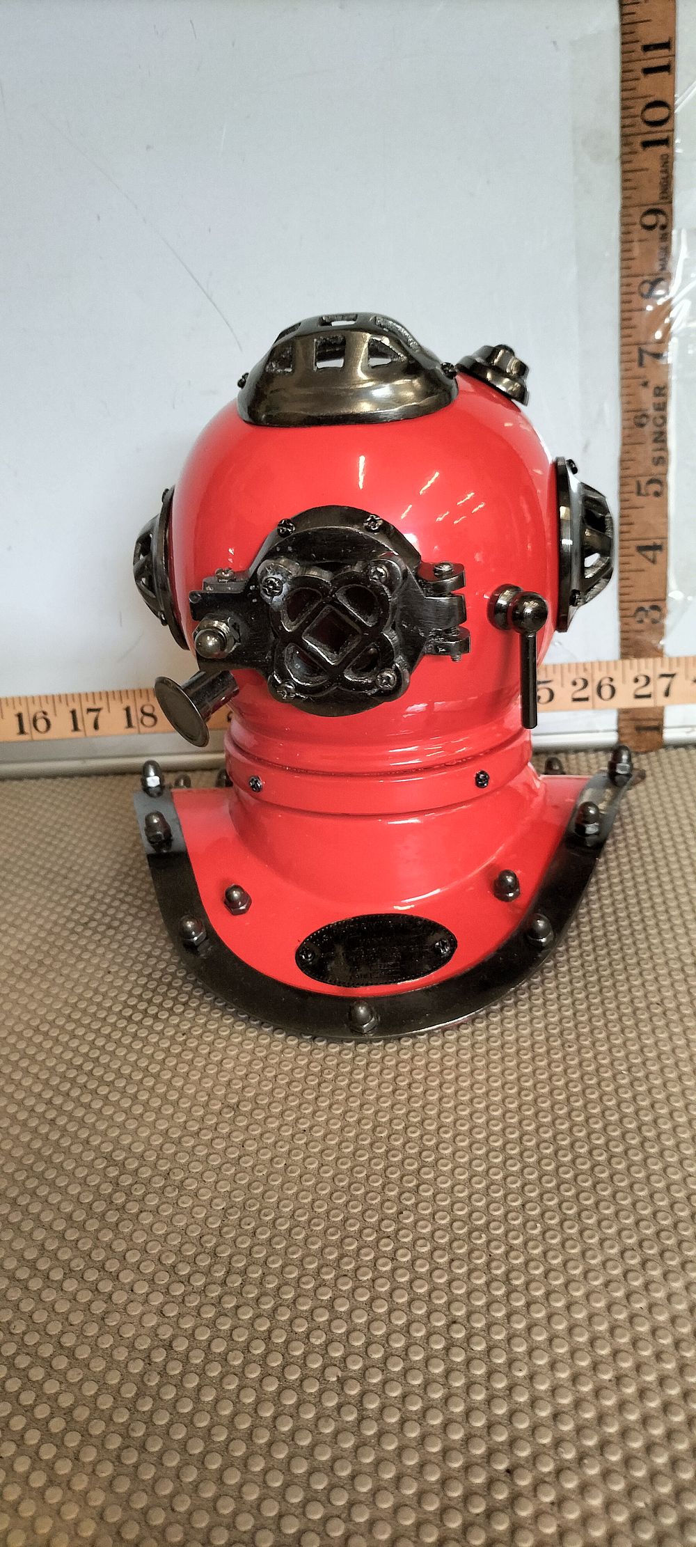 Lot 203 – A Steel Red Gloss U.S. Navy Mark V Diving Helmet Reproduction
