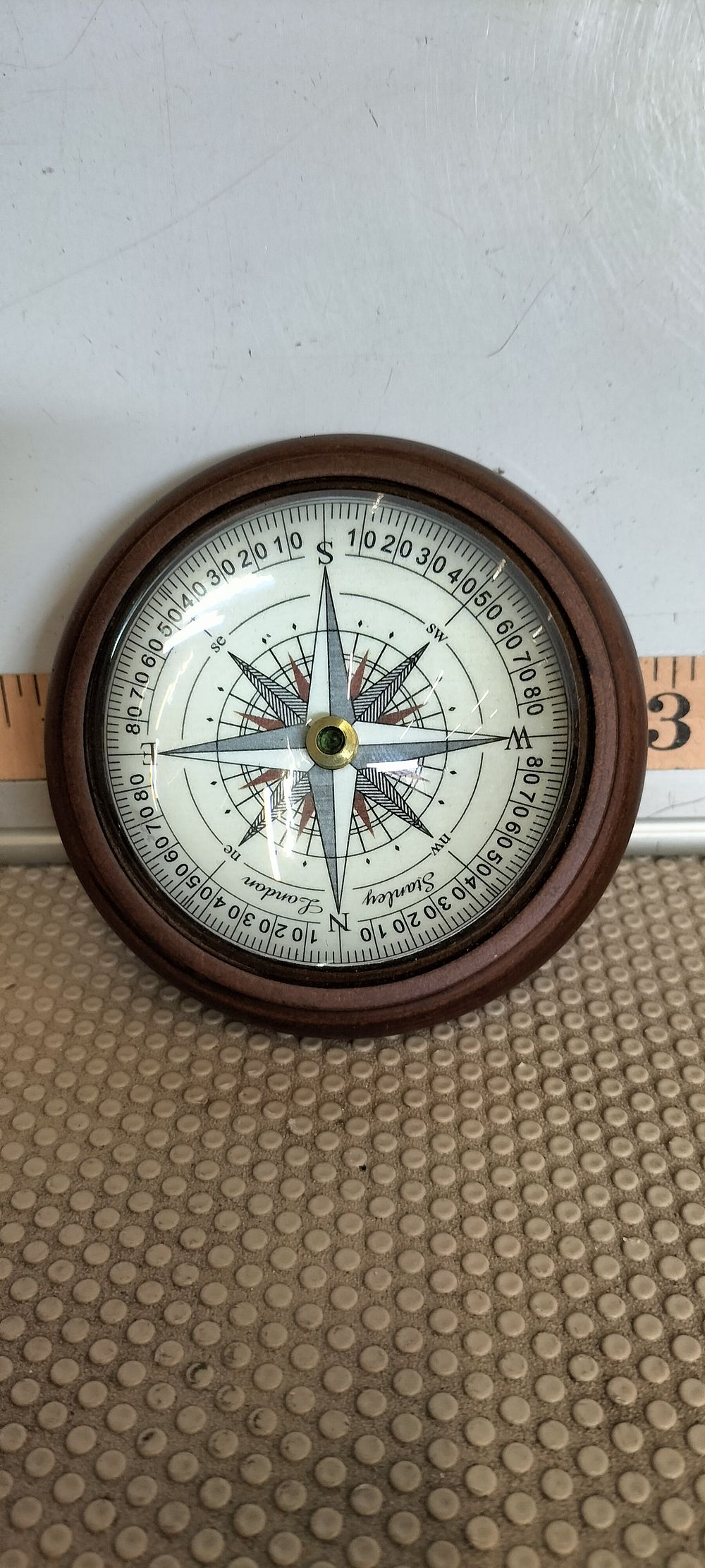 Lot 207 – A Wood and Glass Stanley London Nautical Desk Compass Paperweight