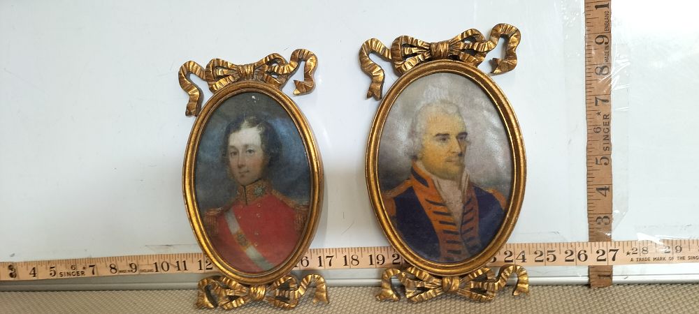 Lot 210 – A Pair of repro Gilt Framed British Military Portrait Miniatures