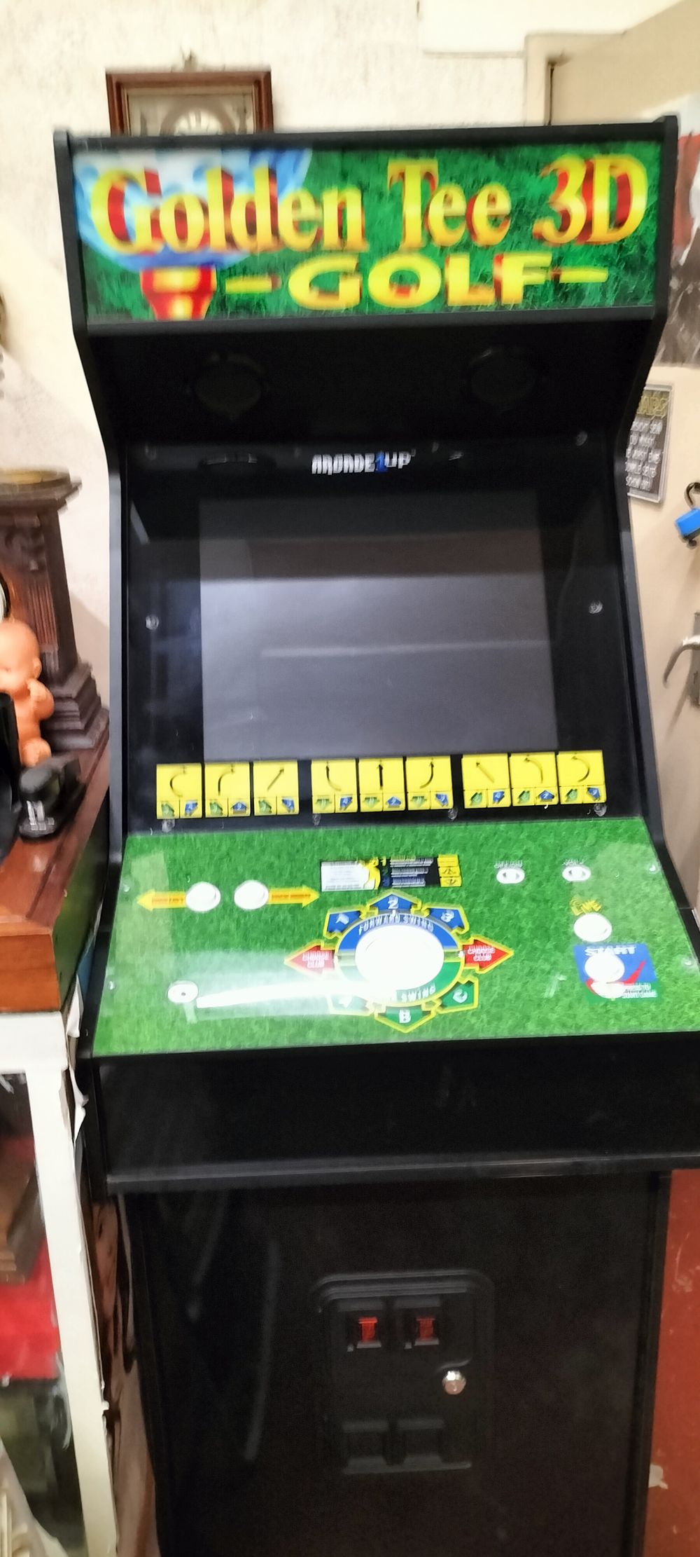 Lot 268 – A Composite Wood Arcade1Up Golden Tee 3D Cabinet